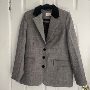 DOEN Houndstooth Check Blazer Velvet Collar Size 4